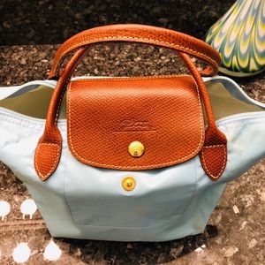 Longchamp baby blue short handle tote
